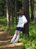 Himeko as Natsuki leaning against a tree